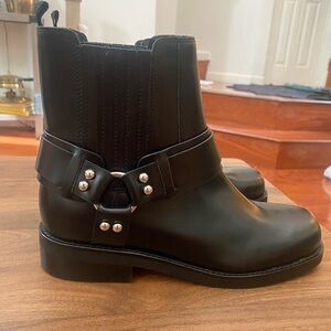 New Marc Fisher LTD Mizzie Moto Boots in Black Leather Size 7